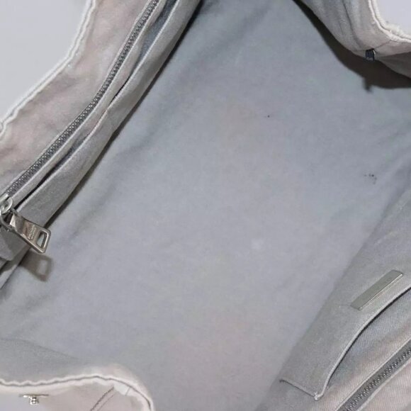 PRADA Canapa MM Hand Bag Denim Gray Silver - Picture 7 of 16